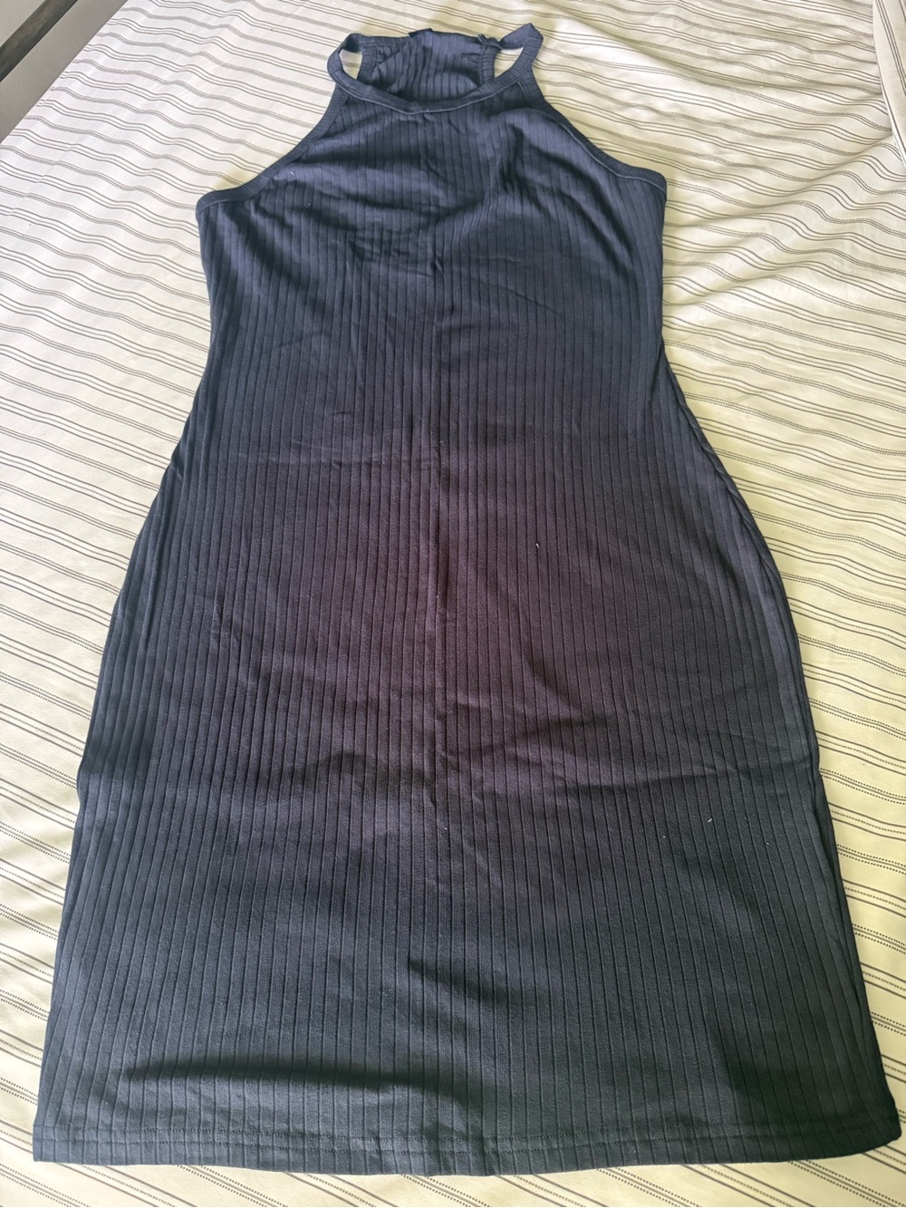 SHEIN Navy Blue Ribbed Halter Midi Dress